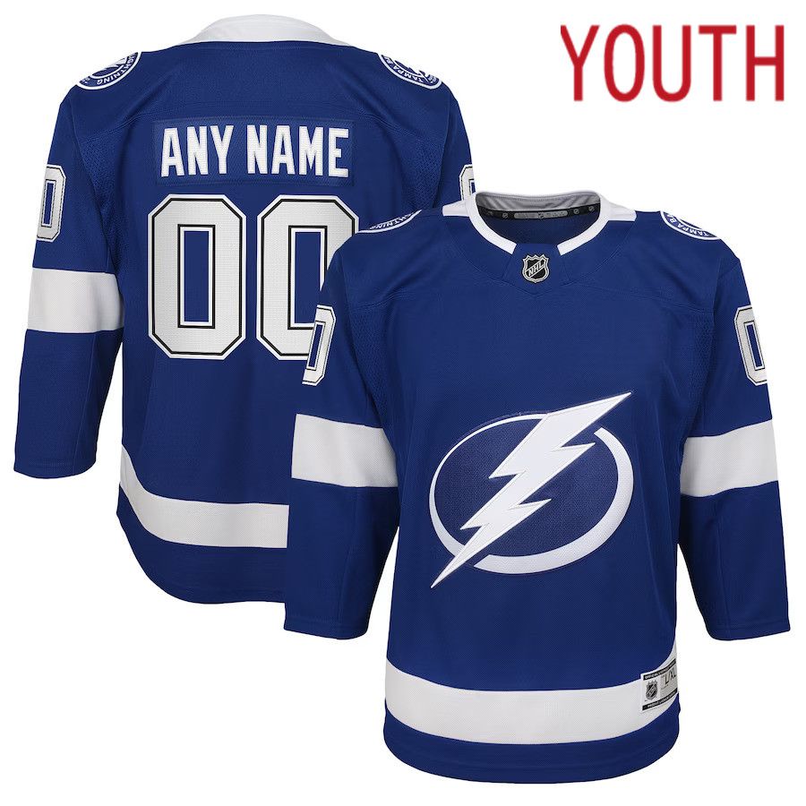 Youth Tampa Bay Lightning Blue Home Custom Premier NHL Jersey->customized nhl jersey->Custom Jersey